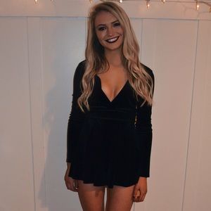 Lulu’s Black Velvet Romper